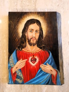 SERCE JEZUSA - OBRAZ MALOWANY NA DESCE