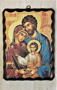 ŚWIĘTA RODZINA - ikona na drewnie z topoli włoskiej - mała