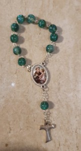 ŚW. ANTONI - DZIESIĄTKA RÓŻAŃCA Z RELIKWIĄ -zielona