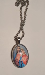MEDALION NA ŁAŃCUSZKU - SERCE JEZUSA I SERCE MARYI