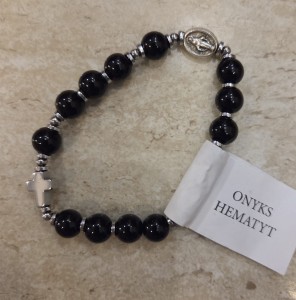 BRANSOLETKA NA GUMCE - onyks - dziesiątka różańca