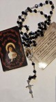 MAŁGORZATA ALACOQUE - RÓŻANIEC Z RELIKWIĄ - czarne kryształki