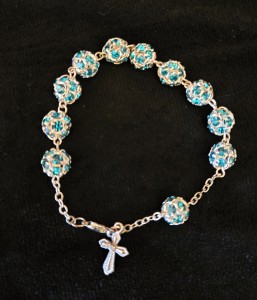 BRANSOLETKA -DZIESIĄTKA - KRYSZTAŁKI SWAROVSKI - turkusowy