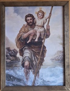 ŚWIĘTY KRZYSZTOF - obraz w ramie drewnianej