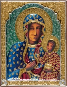 IKONA MATKA BOŻA CZĘSTOCHOWSKA - posrebrzana kolorowa