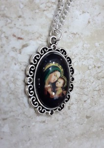 MATKA BOŻA DOBREJ RADY - medalion stylowy - stare srebro