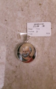 MEDALIK SREBNY-PORCELANA - ŚW. TADEUSZ JUDA