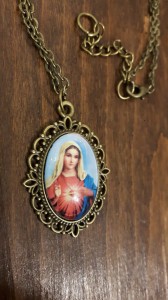 MEDALION NA ŁAŃCUSZKU- SERCE MATKI BOŻEJ - kolor antyczny brąz